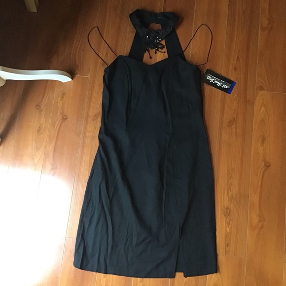 Vintage new old stock All That Jazz choker mini dress beaded detail size 13/14 - Picture 1 of 11